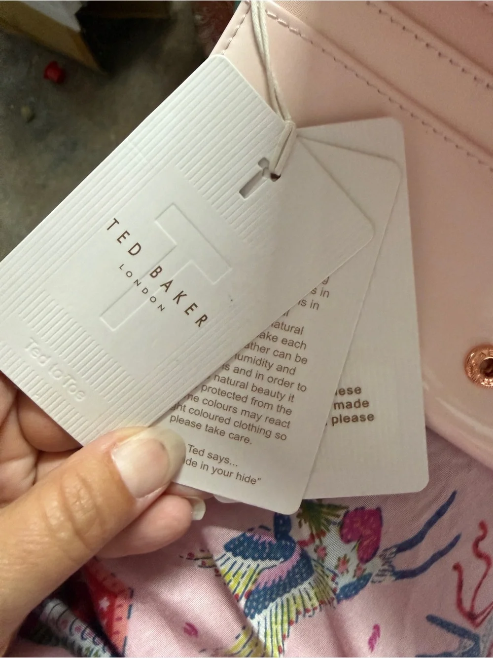 NWT Ted Baker Pink Gradient Swan Print Wallet